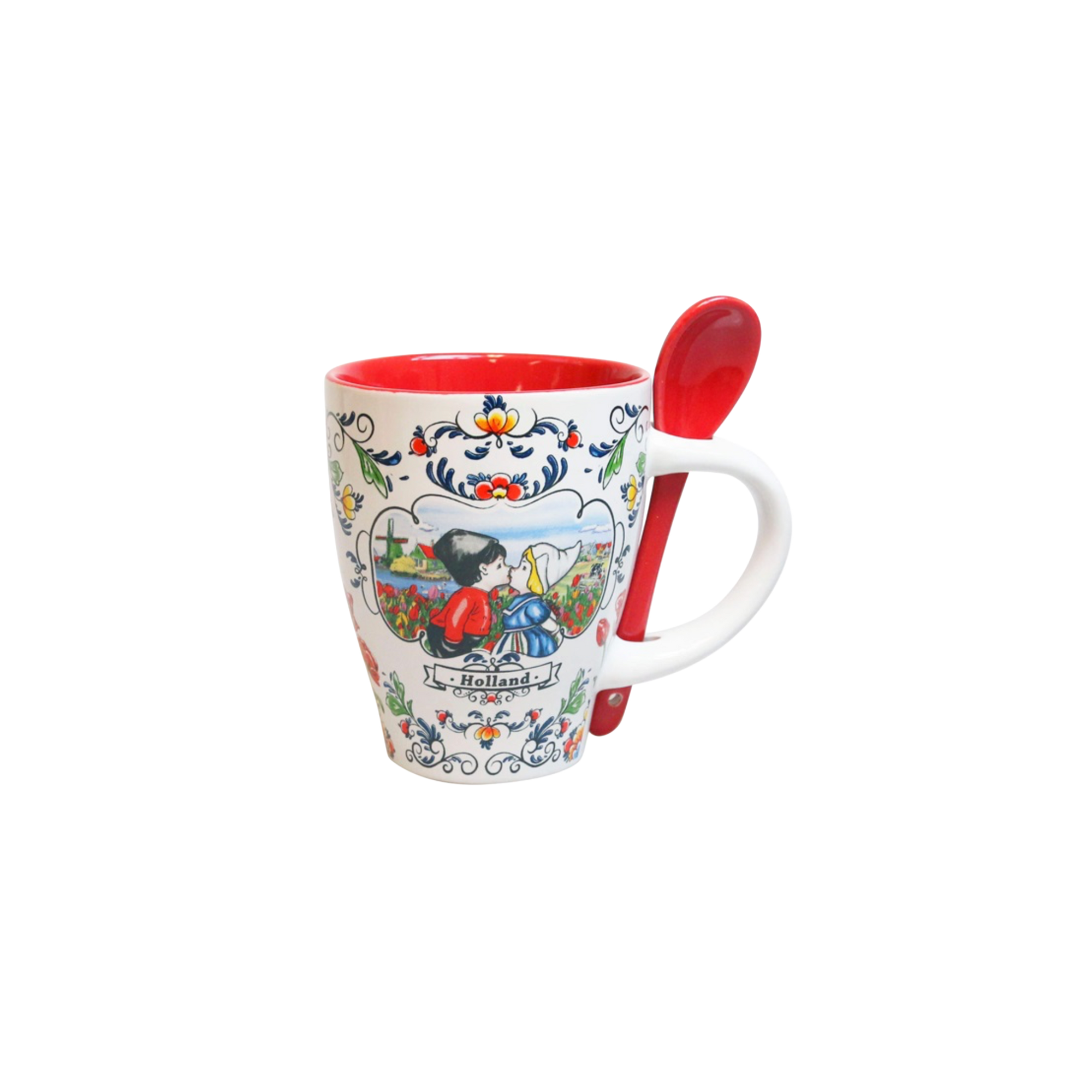 Mug - Delft blue windmill with gold handle