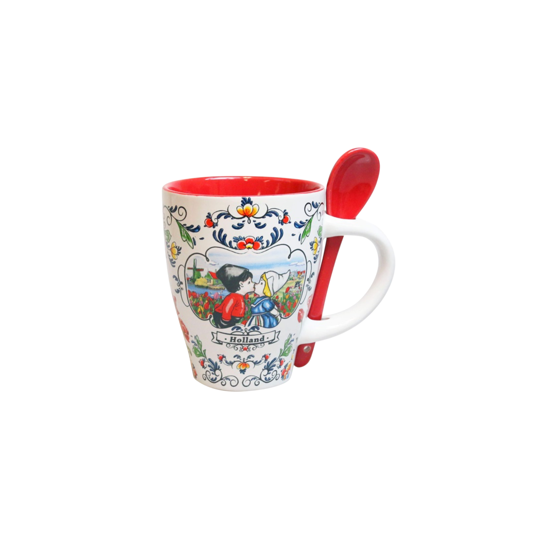 Mug - Delft blue windmill with gold handle