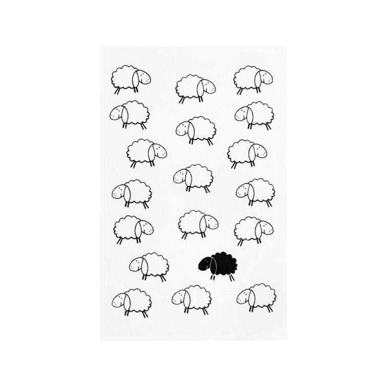 Keukendoek Schaap zwart/wit