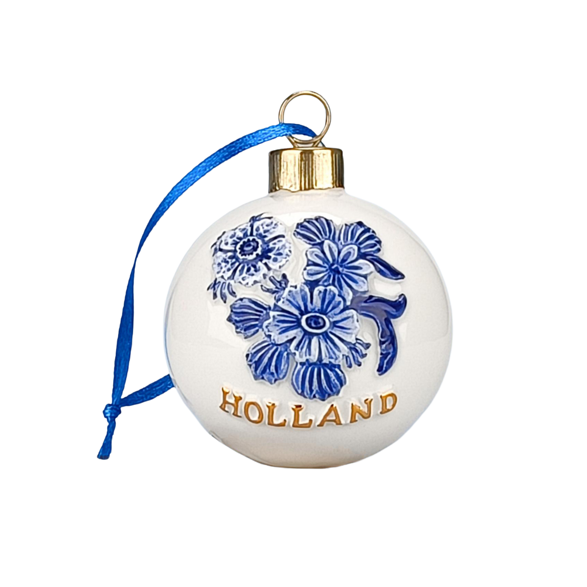 Kersthanger - bal bloemen DB/goud