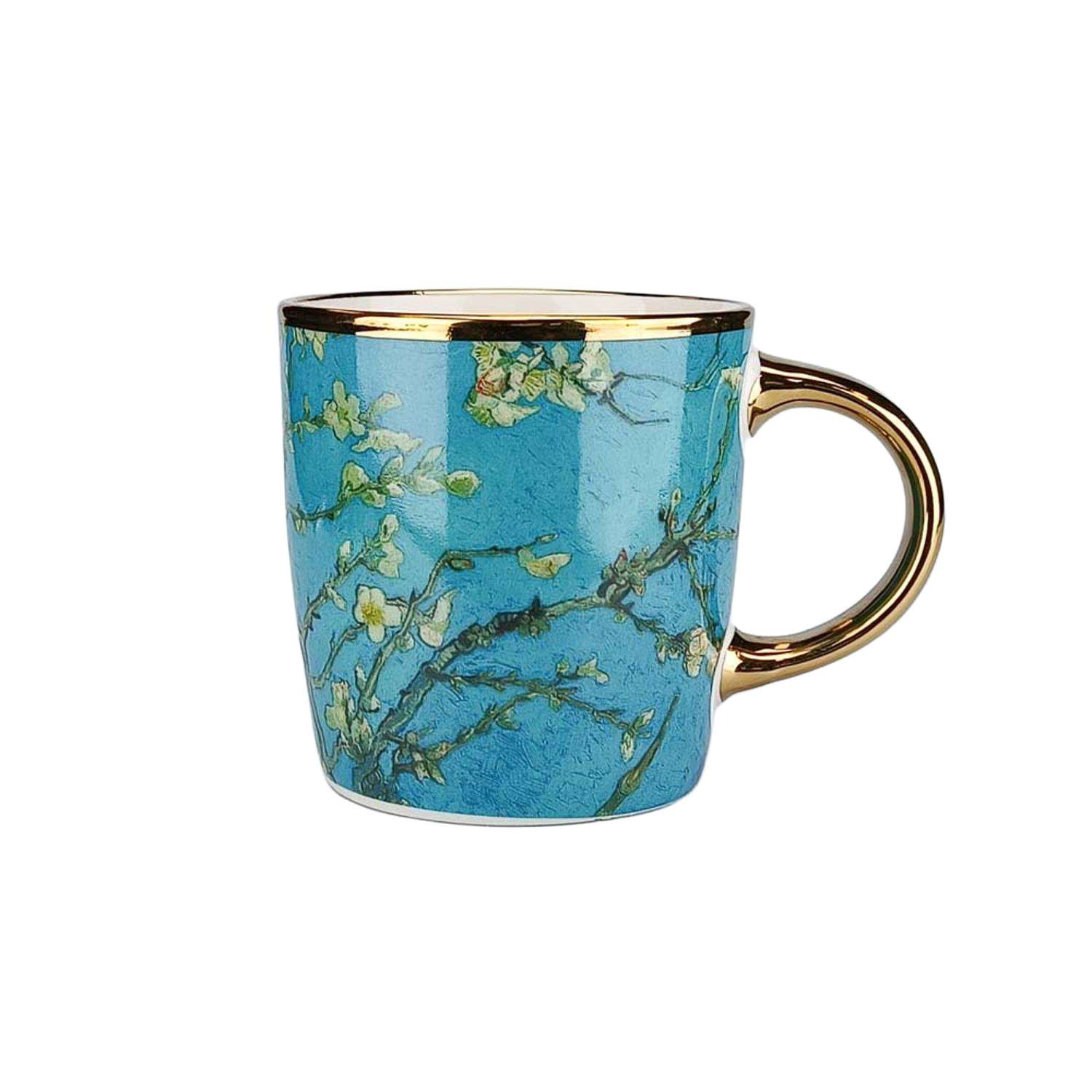 Mug - Van Gogh almond blossom with gold handle