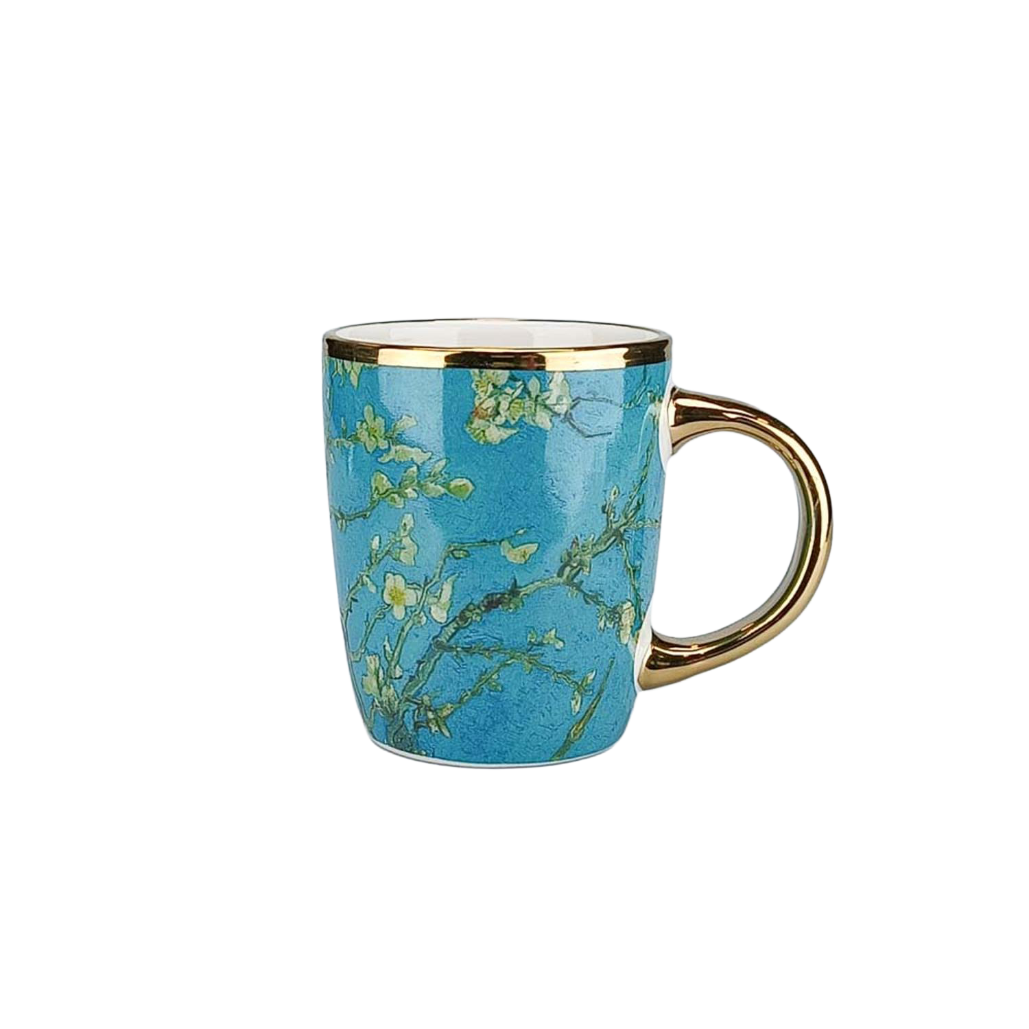 Mug - Van Gogh almond blossom with gold handle