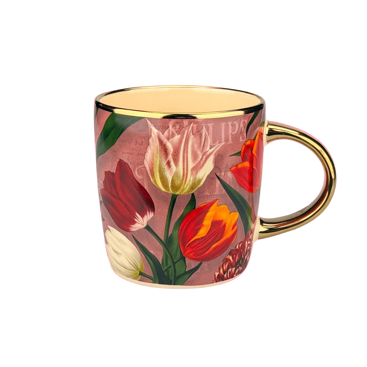 Mok - Tulpen roze met goud oor
