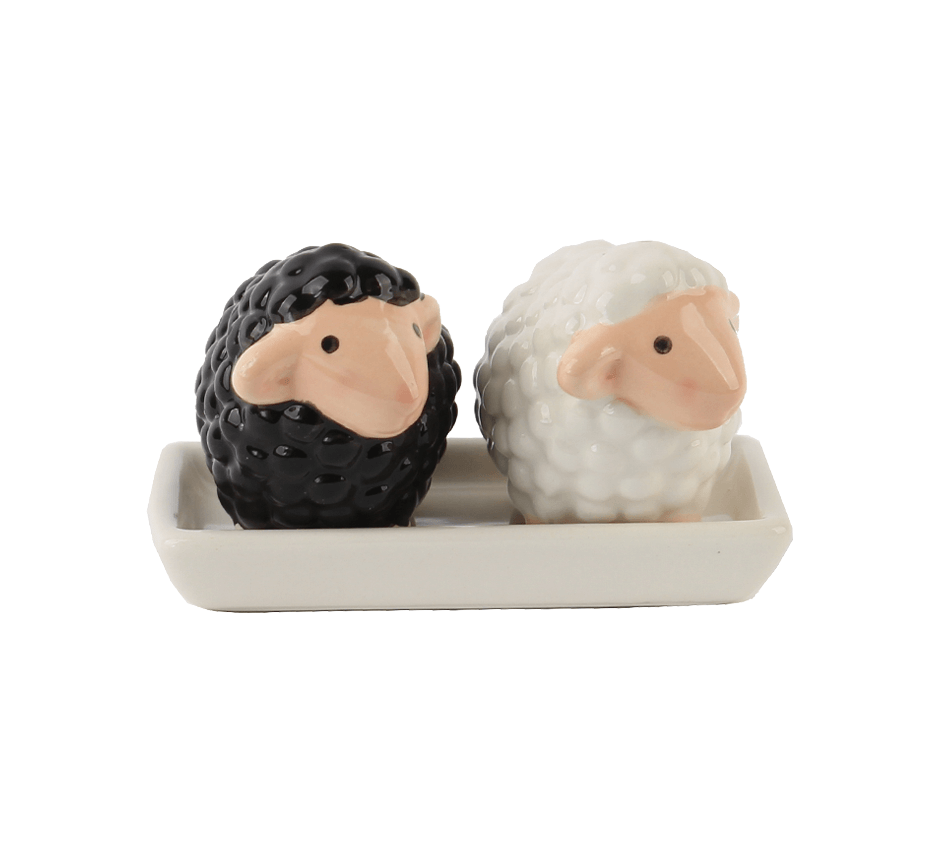 Peper en zoutstel schapen + schotel