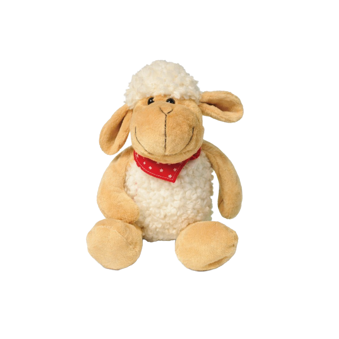 Plush sheep - green/red scarf, 17cm
