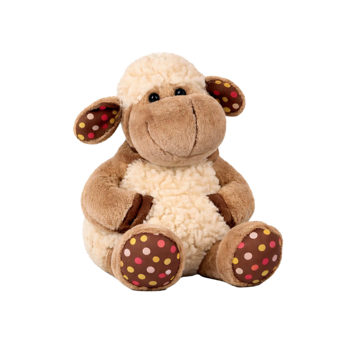 Pluche schaap, stippen oren/pootjes met zakjes, zittend, 25 cm