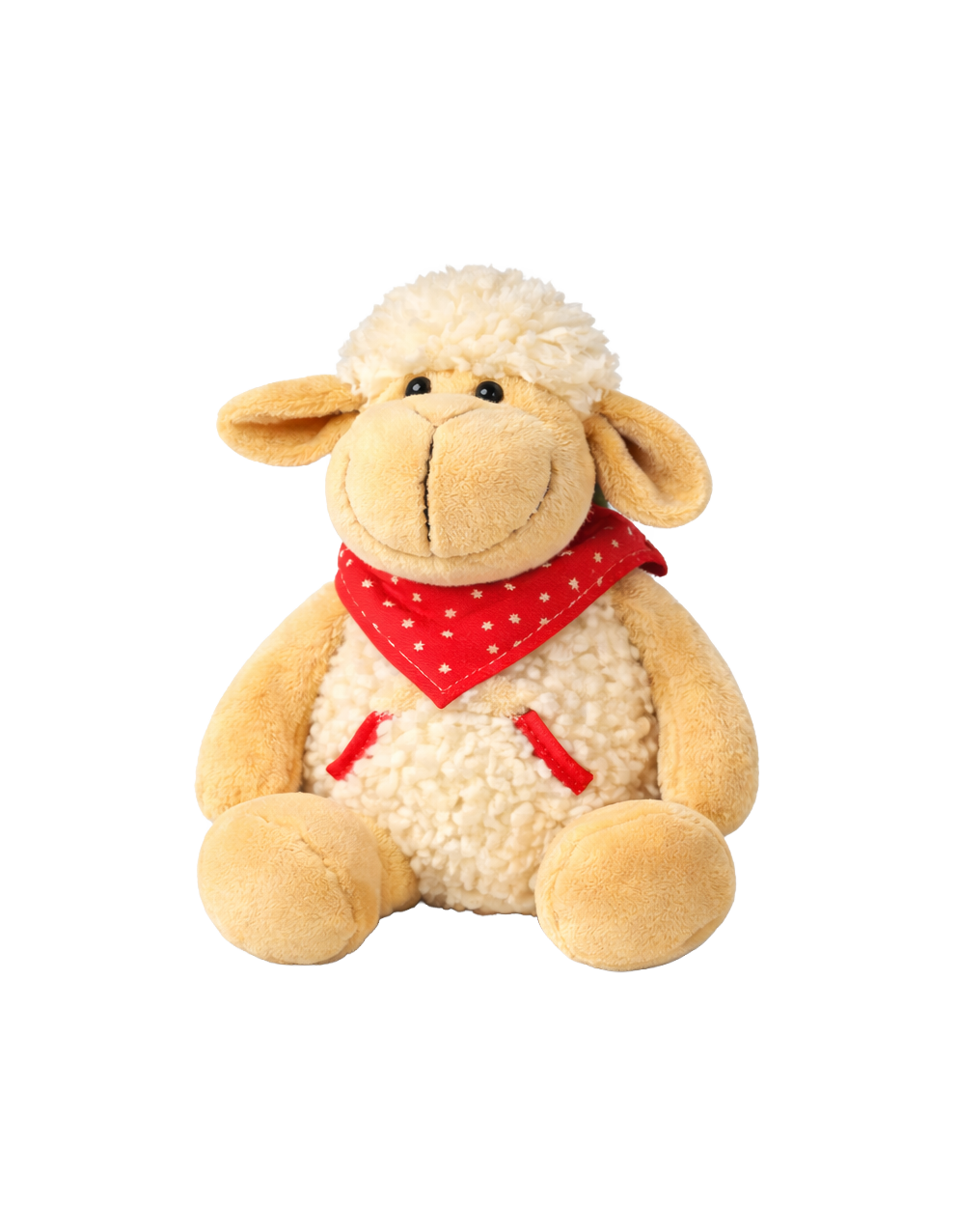 Pluche schaap - groen/rood sjaaltje, 25cm