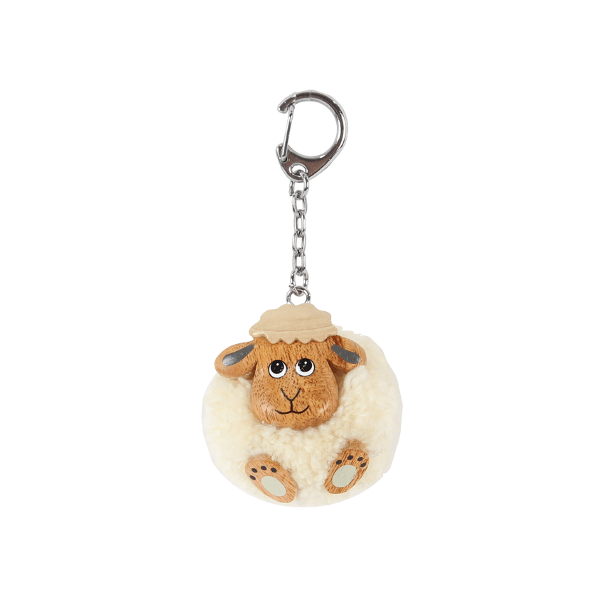 Pom pom sleutelhanger schaap
