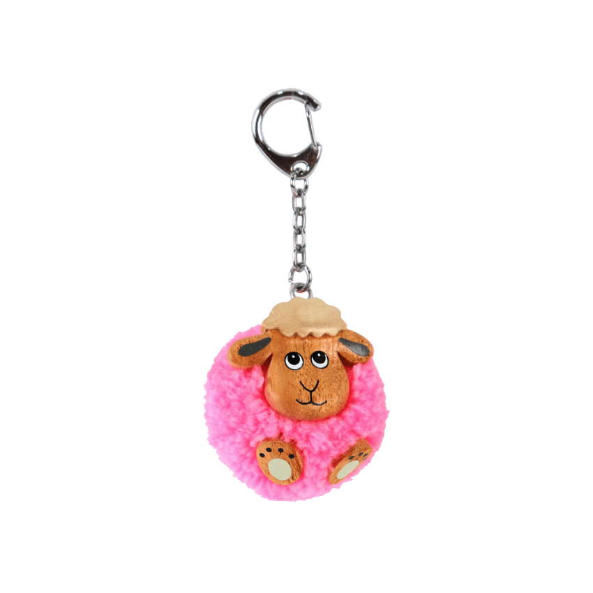 Pom pom sleutelhanger schaap