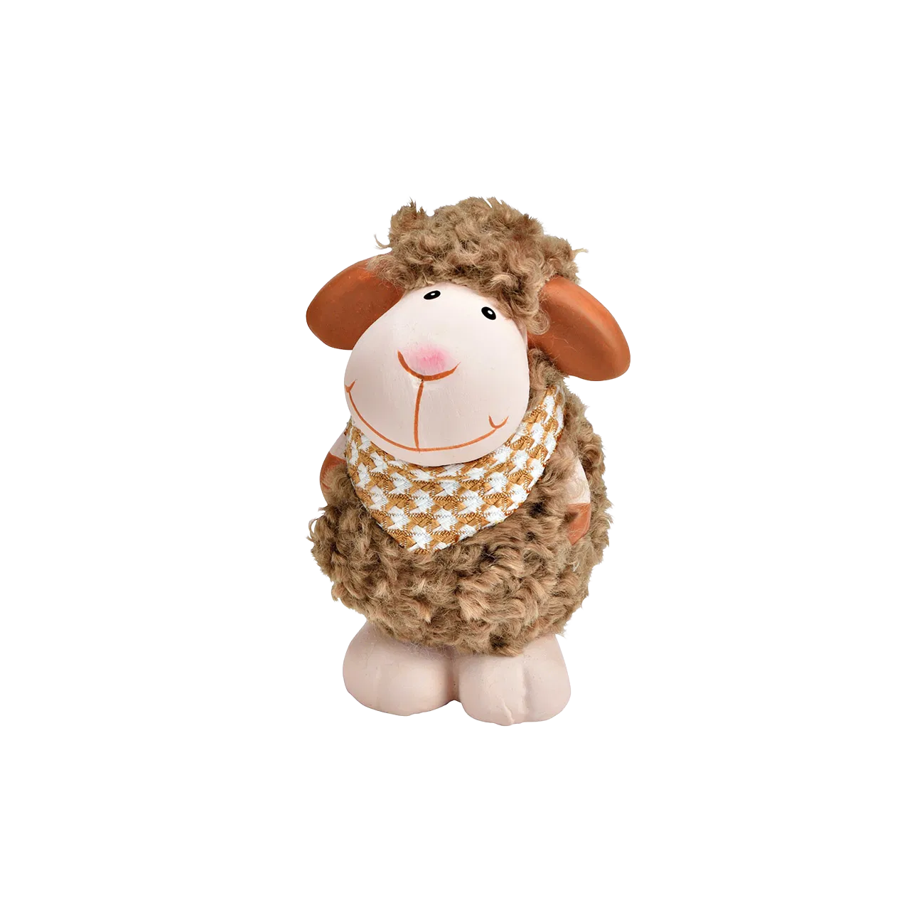 Schaap met geruit sjaaltje beige-wit
