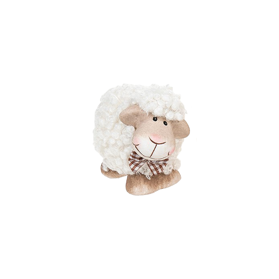 Schaap wollig met strik wit-bruin
