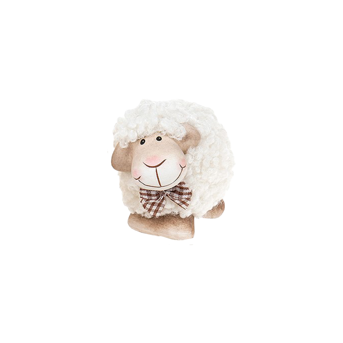 Schaap wollig met strik wit-bruin
