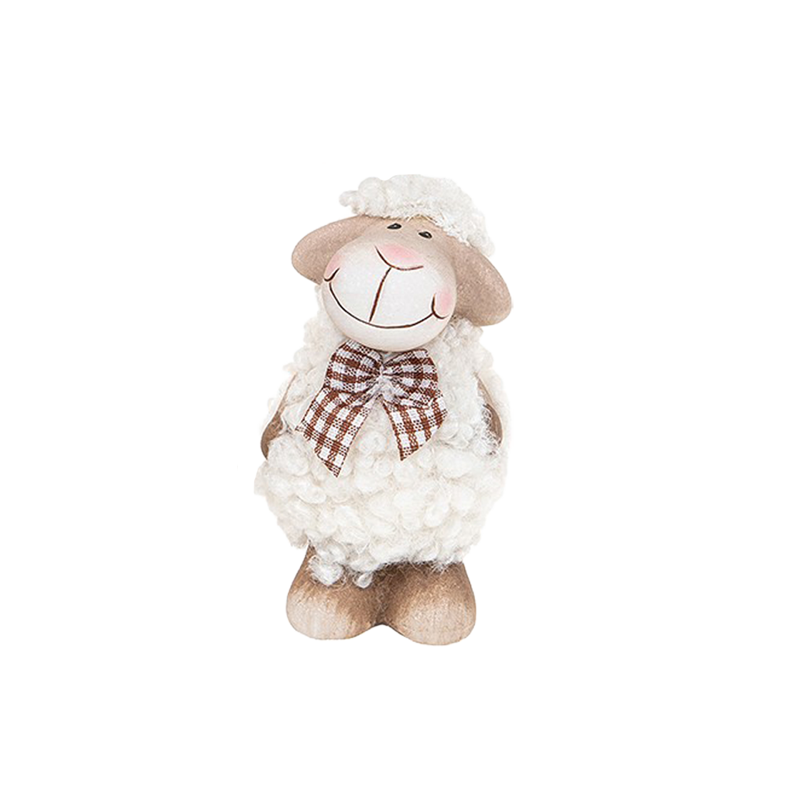 Schaap wollig met strik wit-bruin